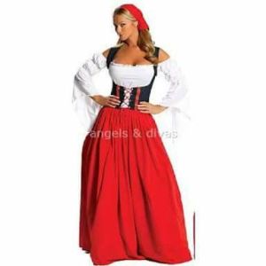 Adult Female Costumes to Hire - German Beerfest dress - LONG - RED